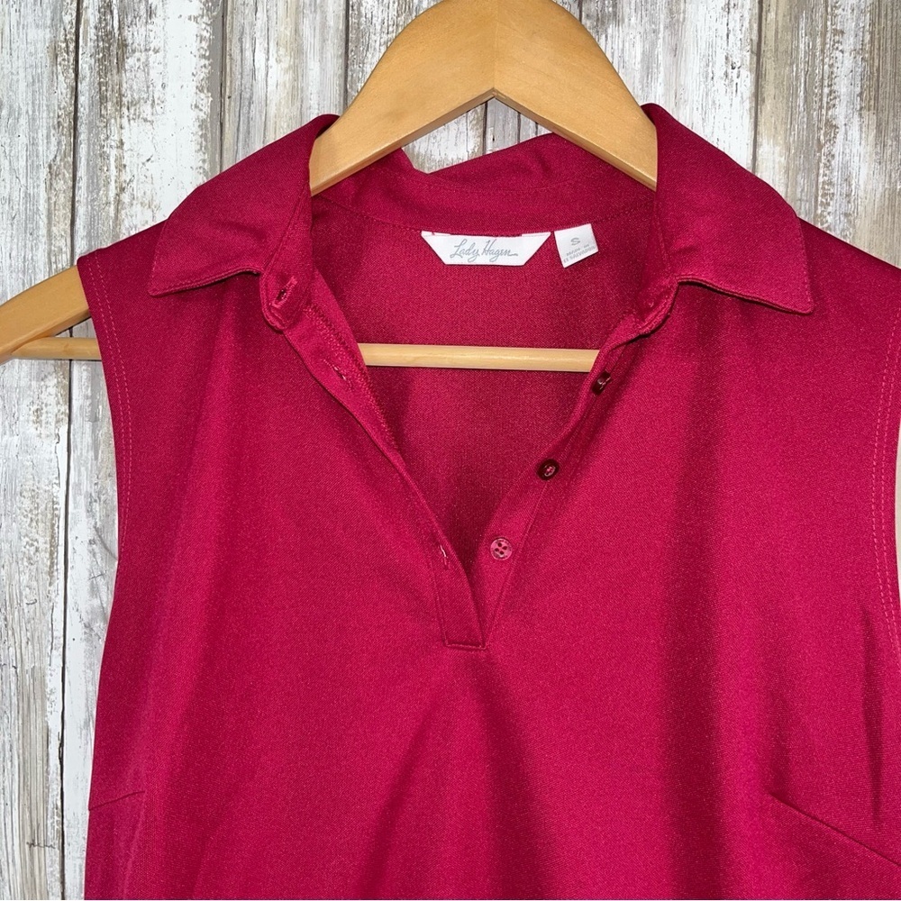 Lady Hagen Sleeveless Golf Polo Small Pink Athletic Top Womens Moisture Wicking - Picture 3 of 5